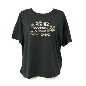 🆕 SCOTCH & SODA Dark Gray Floral Embroidered Print Top